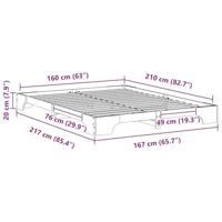 Bedframe met opslag Bruin 160 x 210 cm Massief hout - thumbnail