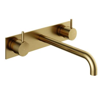 Hotbath Cobber - Wastafelmengkraan - zonder Waste - Laag - Geborsteld Messing PVD - Inbouw - Messing - V14