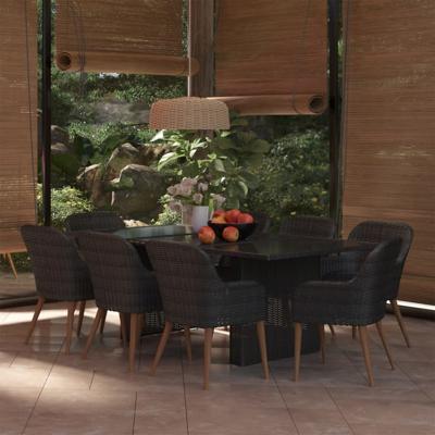 9-delige Tuinset poly rattan zwart