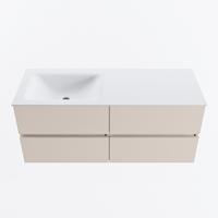 MONDIAZ VICA 120cm badmeubel onderkast Linen 4 lades. Wastafel CLOUD links 1 kraangat, kleur Talc. - thumbnail