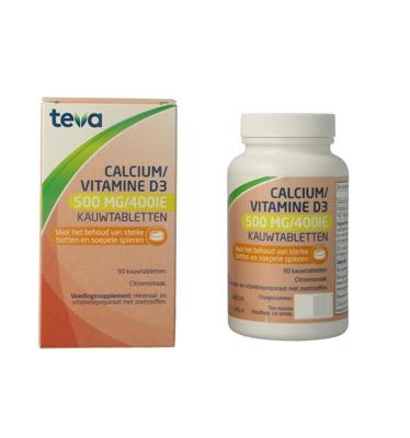 Teva Calcium / vitamine D 500mg / 400IE 90 Kauwtabletten