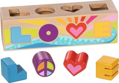 Goki houten sorteerbox vormenstoof love Goki houten sorteerbox vormenstoof love