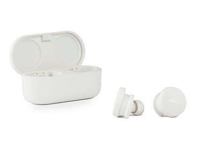 Denon PerL echte draadloze oordopjes, gepersonaliseerd geluidsprofiel, ruisonderdrukkende oordopjes, waterbestendige oortelefoons, met ingebouwde microfoons en lange levensduur van de batterij - wit