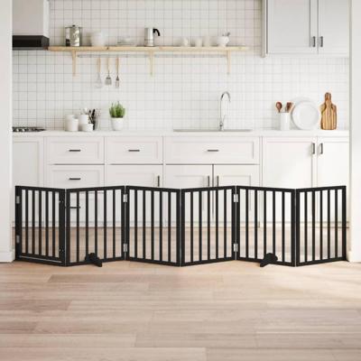 Hondenhek inklapbaar 6 panelen 300 cm populierenhout zwart