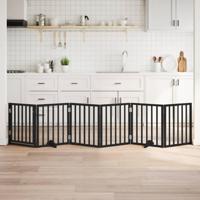 Hondenhek inklapbaar 6 panelen 300 cm populierenhout zwart - thumbnail