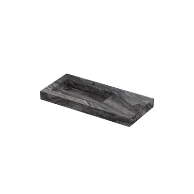 INK Pitch Wastafel keramische slab links met drain en front en side skirts 1 kraangat 100x45x9 Venice brown glossy