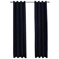 VidaXL Gordijn verduisterend met ringen 2 st 140x225 cm fluweel zwart - thumbnail