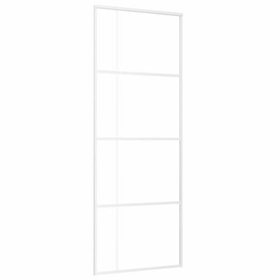 VidaXL Schuifdeur 76x205 cm esg-glas en aluminium wit VidaXL Schuifdeur 76x205 cm esg-glas en aluminium wit