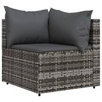 3-delige Loungeset met kussens poly rattan grijs - thumbnail