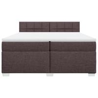Boxspring met matras stof donkerbruin 200x200 cm - thumbnail