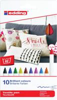 Edding textielpen 4600, set van 10 stuks in geassorteerde kleuren - thumbnail