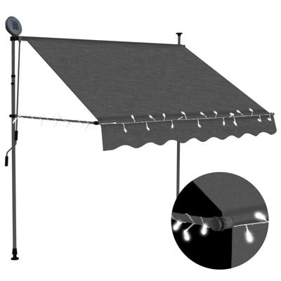 VidaXL Luifel handmatig uitschuifbaar met led 150 cm antracietkleurig