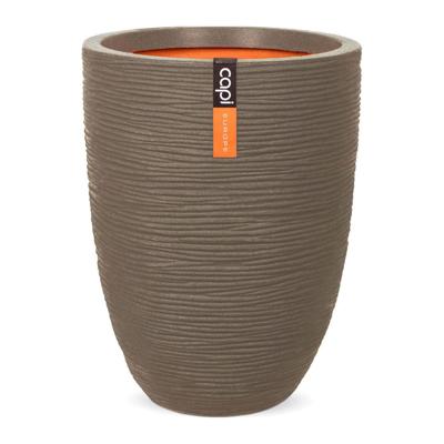 Capi nature elegant laag rib nl kunststof vaas 34x46 cm warme taupe