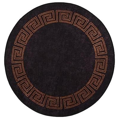 Vloerkleed wasbaar anti-slip 200 cm zwart en goudkleurig Vloerkleed wasbaar anti-slip 200 cm zwart en goudkleurig