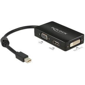 Delock 62631 DisplayPort / VGA / HDMI / DVI Adapter [1x Mini-DisplayPort stekker - 1x VGA-bus, HDMI-bus, DVI-bus 24+1-polig] Zwart Met Ferrietkern 16.00 cm