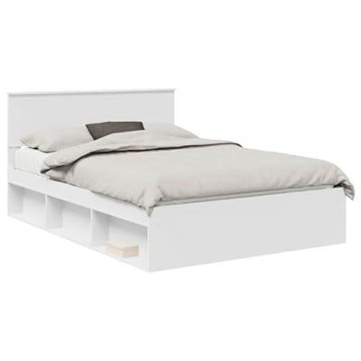 Bedframe met hoofdeinde Wit 140 x 200 cm Massief grenenhout Bedframe met hoofdeinde Wit 140 x 200 cm Massief grenenhout