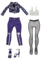 Rainbow High Krystal Bailey – indigo (donkerblauw-paarse) modepop met 2 complete mix & match-outfits en accessoires - thumbnail