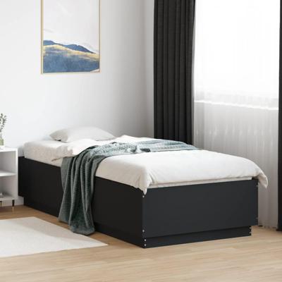Bedframe met LED-verlichting bewerkt hout zwart 90x200 cm