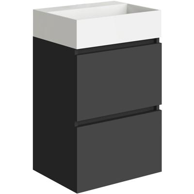 Xellanz Mini Onderkast met 2 Laden - 45cm - Mat Zwart en Wastafel - Keramiek - Glans Wit