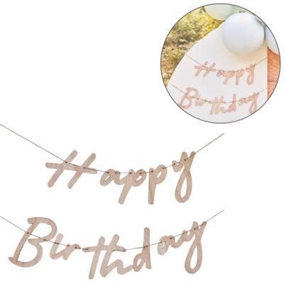 Ginger Ray slinger happy birthday hout 3 m | 10 stuks