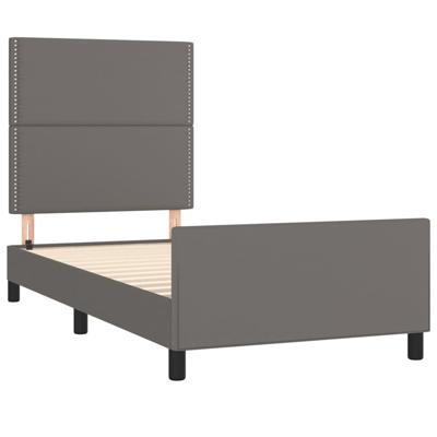 Bedframe met hoofdbord kunstleer grijs 90x190 cm