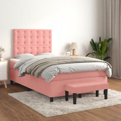 Boxspring met matras fluweel roze 120x200 cm