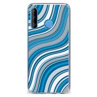 Huawei P30 Lite Doorzichtige Silicone Hoesje Waves Blue - thumbnail