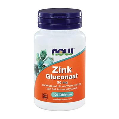 NOW Zink Gluconaat 50mg Tabletten 100st NOW Zink Gluconaat 50mg Tabletten 100st