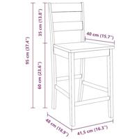 Barkrukken 2 st massief hout rubber wit - thumbnail