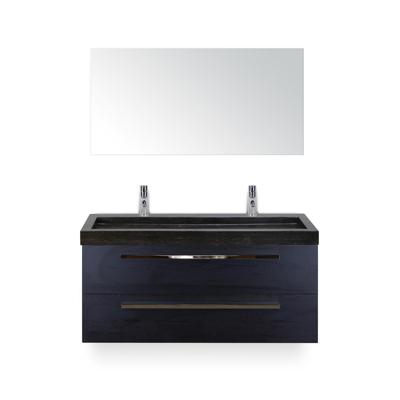Seville Badmeubelset 120 cm - 2 laden Black Oak - Wastafel Lucca Enkel - met Spiegel