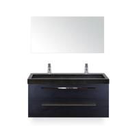 Seville Badmeubelset 120 cm - 2 laden Black Oak - Wastafel Lucca Enkel - met Spiegel - thumbnail