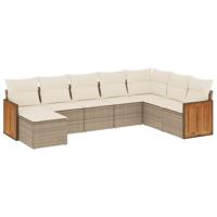 8-delige Loungeset met kussens poly rattan beige - thumbnail