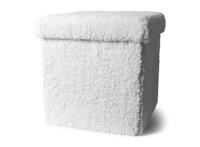 SENZA Poef met opbergruimte - Opvouwbaar - Teddy - Wit - thumbnail