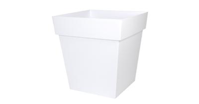 EDA Pot de fleur carré Toscane - 32 x 32 x H 32 cm - 22 L - Blanc