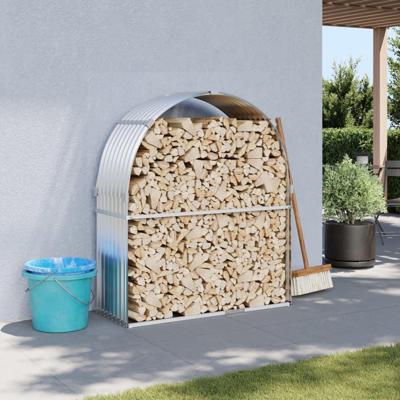 Haardhoutopslag 120x45x140 cm gegalvaniseerd staal zilverkleur Haardhoutopslag 120x45x140 cm gegalvaniseerd staal zilverkleur