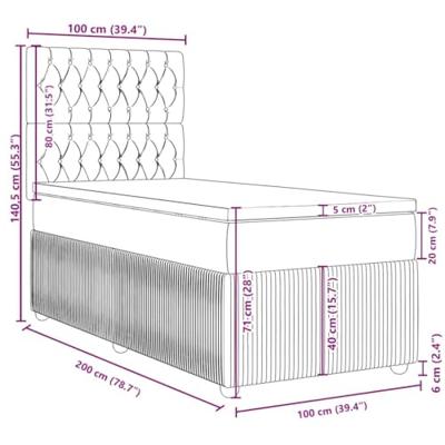 Boxspring met matras fluweel lichtgrijs 100x200 cm