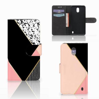 Nokia 2 | Book Case | Zwart Roze Vormen
