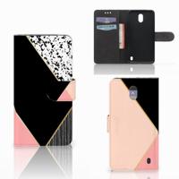 Nokia 2 | Book Case | Zwart Roze Vormen - thumbnail