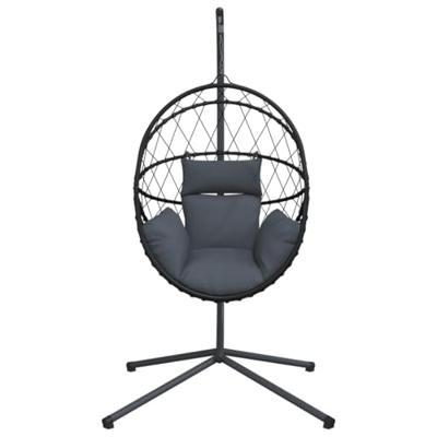 VidaXL Hangstoel met standaard rattan en staal antracietkleurig