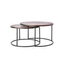 Light & Living Salontafel Talca Set van 2 stuks, 65/75cm - Antiek Koper/Zwart - Rond - thumbnail