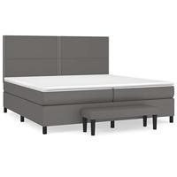Boxspring met matras kunstleer grijs 200x200 cm - thumbnail
