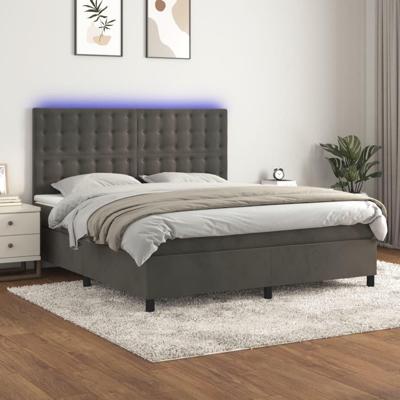 Boxspring met matras en LED fluweel donkergrijs 160x200 cm