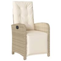 Tuinstoelen 2 st verstelbaar met voetensteun poly rattan beige - thumbnail