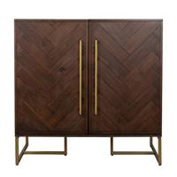 Dutchbone Wijnkast 'Class' Antique Brass, 100 x 100cm, kleur Bruin - thumbnail