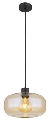 Globo Zwarte hanglampGiuseppe amber glas - 15566HA