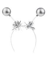 Diadeem met zilverkleurige glitterbollen - thumbnail