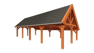 Trendhout Kapschuur de Hofstee XXL 1250x595 cm- Kapschuurdak- Onbehandeld lariks Douglas hout- Trendhout