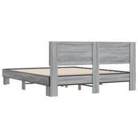 Bedframe bewerkt hout metaal grijs sonoma eiken 160x200 cm - thumbnail