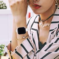 Leren Slim Fit bandje - Wit - Geschikt voor Apple Watch 44mm / 45mm / 46mm / 49mm - thumbnail