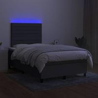 Boxspring met matras en LED stof donkergrijs 120x200 cm - thumbnail